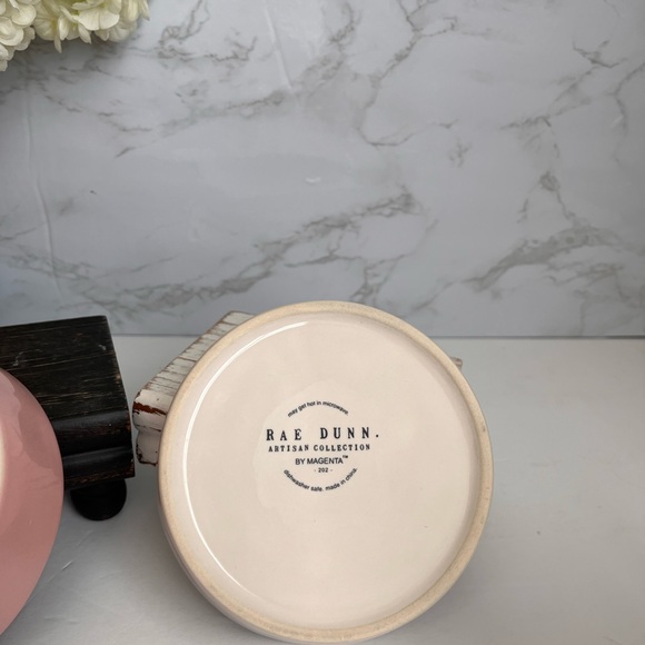 Rae Dunn Pink and Cream Pet Bowl Like New (set) - Picture 7 of 7